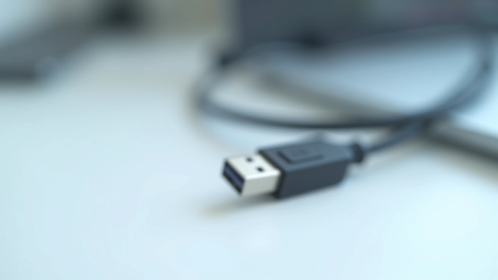 Cable USB 3.0 de alta velocidad conectando dos ordenadores portátiles